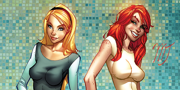 Scott Campbell Nei Ruffino Gwen Stacy Mary Jane Watson Colors Tile Background 2012