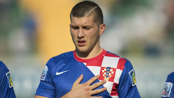 Croatias's Ante Rebic is pictured before the Under-20 World Cup round of 16 soccer match between Croatia and Chile in Bursa, Turkey, Wednesday, July 3, 2013. (AP Photo/Gero Breloer)