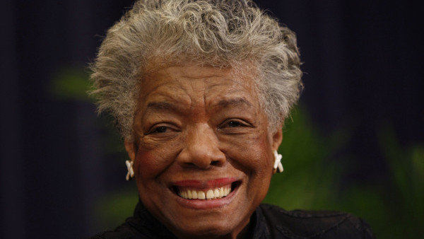 FILE - In this Nov. 21, 2008 file photo, author Maya Angelou delivers a tribute to South African Archbishop Emeritus Desmond Tutu at the State Department in Washington. Former Secretary of State Hillary Rodham Clinton and Nobel laureate Toni Morrison were