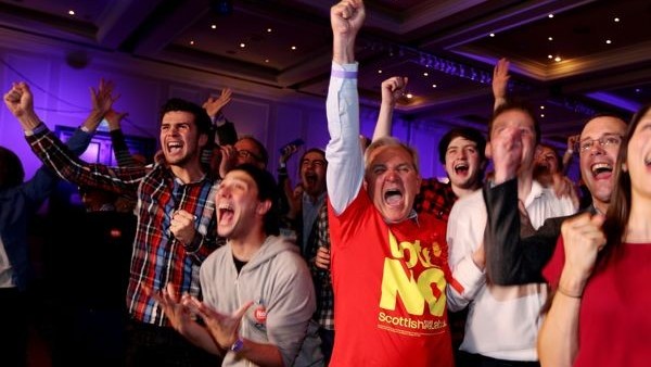 File photo dated 19/09/14 of No supporters reacting to results in the Scottish independence referendum at The Marriott Hotel in Glasgow.