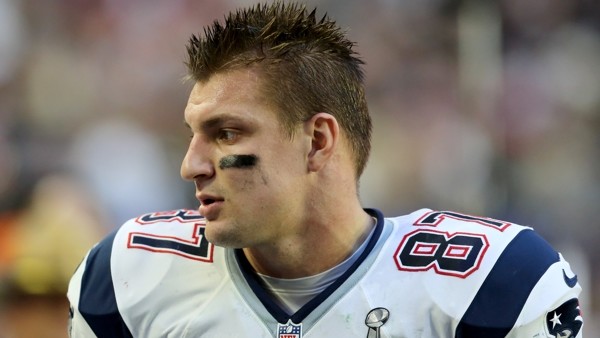 New England Patriots Rob Gronkowski #87 is seen against the Seattle Seahawks during the Super Bowl on Sunday, January 31, 2015 in Glendale, AZ. (AP Photo/Gregory Payan)