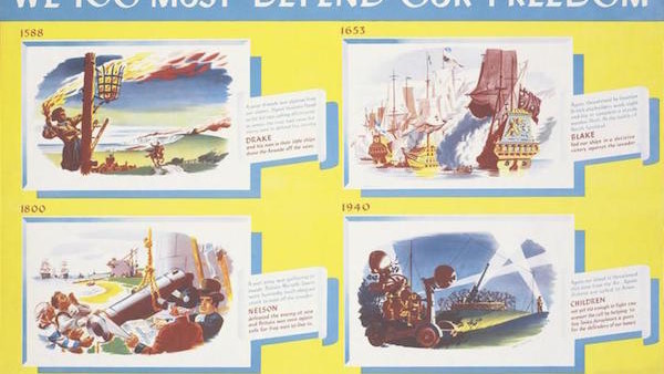 An original 1939 Ministry of Information 'Keep Calm and Carry On' poster, left, is seen on display at Christie's auction house in London, Thursday, Aug. 30, 2012. The poster is to be auctioned in 'The London Sale' on Sept. 3 as is expected to realise a pr