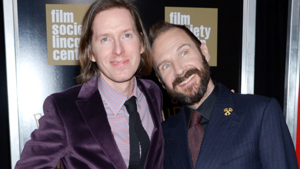 Writer-director Wes Anderson, left, and actor Ralph Fiennes attend the premiere of Fox Searchlight Pictures'