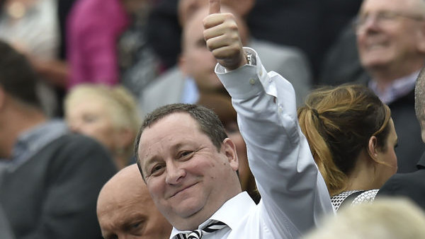 Newcastle Chairman Mike Ashley gives the thumbs up during the Barclays Premier League match at St James' Park, Newcastle.