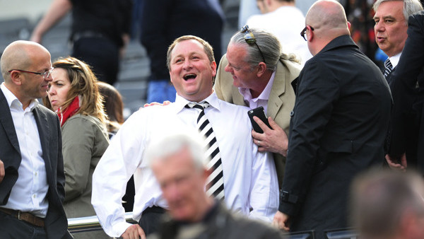 Newcastle United's Chairman Mike Ashley with Lee Charnley during the Barclays Premier League match at St James' Park, Newcastle.
