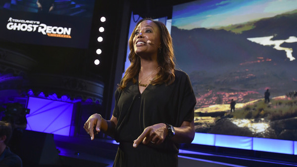 IMAGE DISTRIBUTED FOR UBISOFT - Host Aisha Tyler speaks on stage during the reveal of