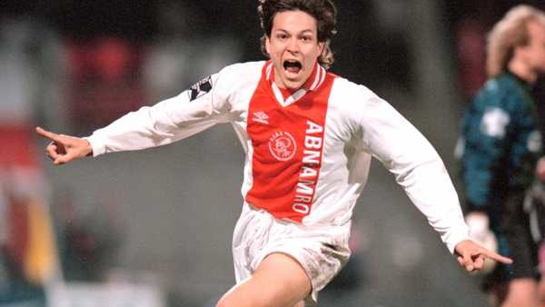 19-APR-95 .... Ajax v Bayern Munich .... Jari Litmanen celebrates scoring Ajax's 4th goal