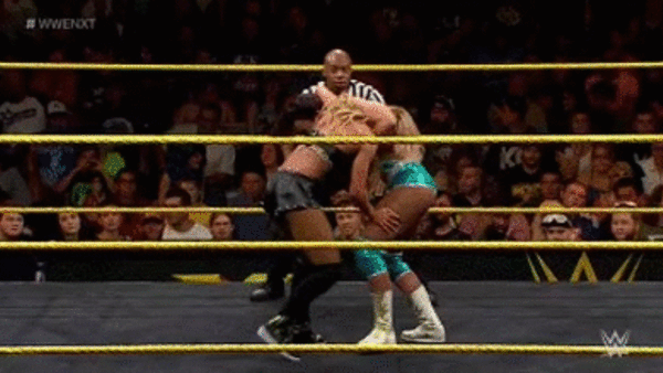 Carmella Headscissor Stretch NXT Peyton Royce