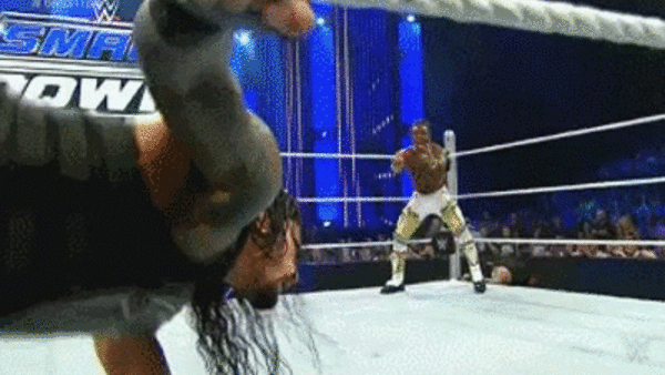 Roman Reigns Mid-Air Superman Punch Smackdown New Day