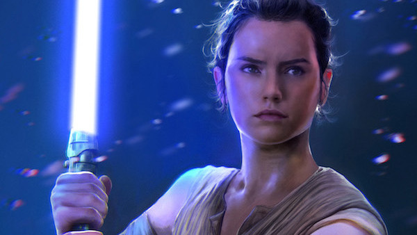 Rey with lightsaber finished