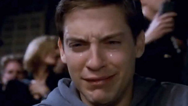 Spider-Man Tobey Magurie crying