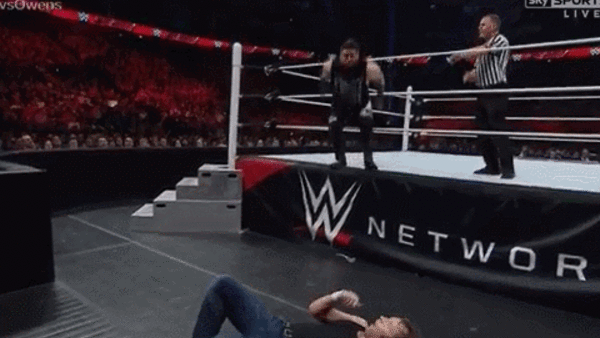 Kevin Owens Apron Frog Splash Dean Ambrose.gif