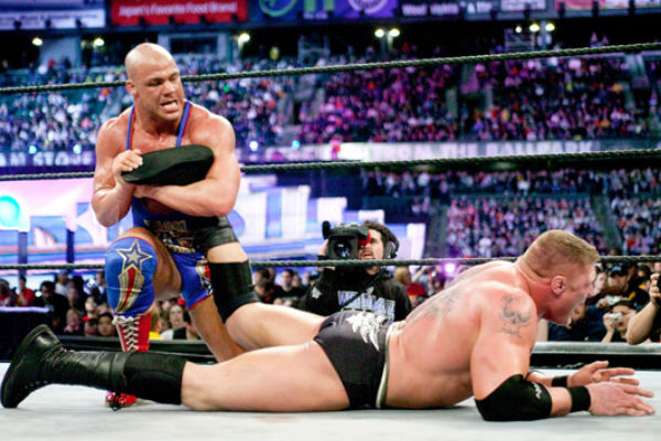 kurt angle brock lesnar wrestlemania 19