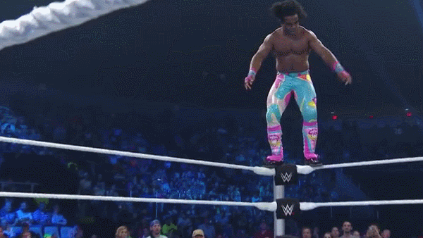 Xavier Woods Sidestep Elbow Drop