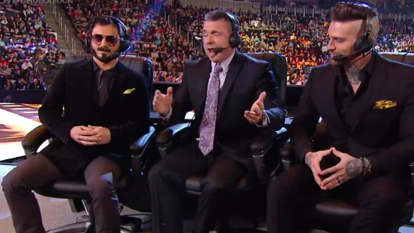 Austin Aries Michael Cole Corey Graves Roadblock