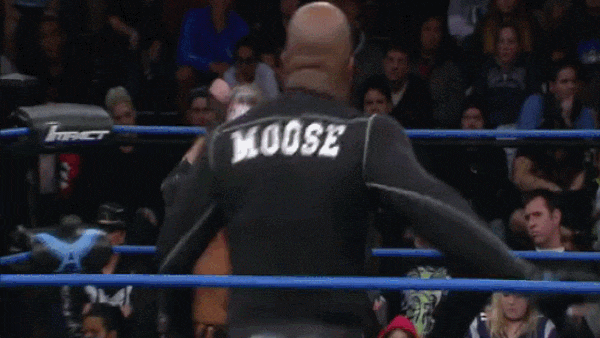 Moose Rollup Crazzy Steve Powerbomb Out Of Ring