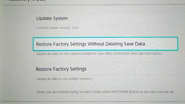 nintendo switch recovery mode
