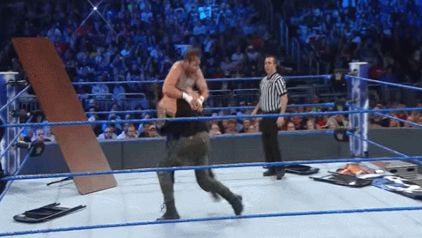 Baron Corbin Spears Dean Ambrose Table Smackdown