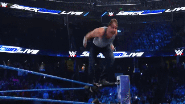 Dean Ambrose Elbow Drop Table Baron Corbin SmackDown