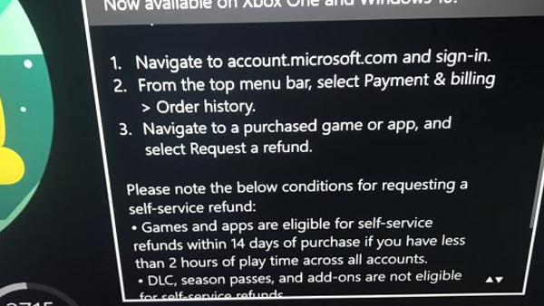 Xbox One Refund Leak