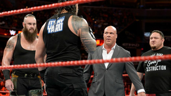 Kurt Angle Samoa Joe Braun Strowman Roman Reigns