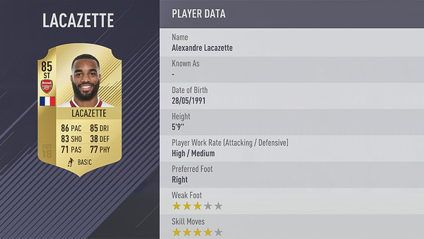 Alexandre Lacazette FIFA 18