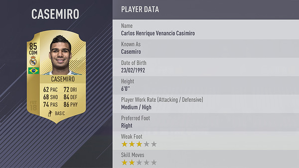  Casemiro FIFA 18