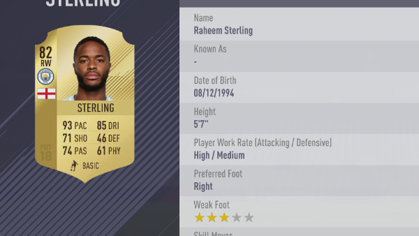FIFA 18 Raheem Sterling