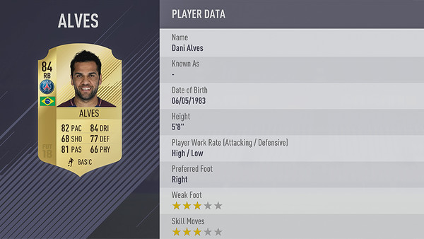 Dani Alves FIFA 18
