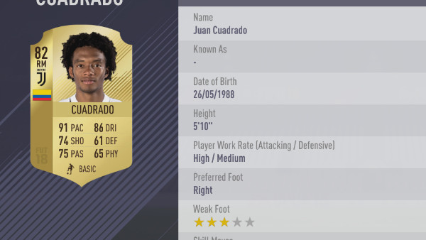 FIFA 18 Cuadrado