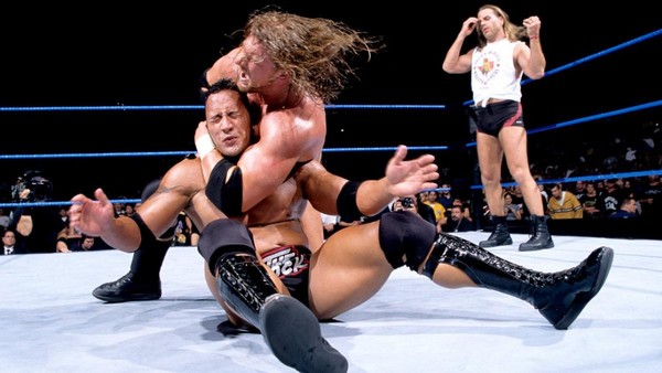 Shawn Michaels Referee Tripel H the Rock SmackDown
