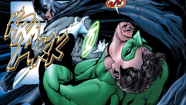 Batman Punches Green Lantern