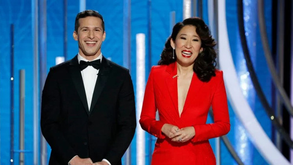 Golden Globes 2019 Andy Samberg Sandra Oh