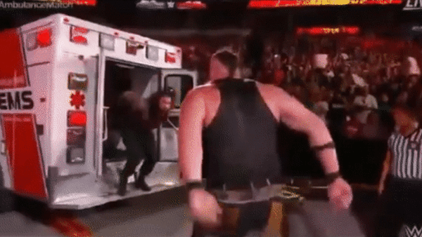 Roman Reigns Braun Strowman Ambulance Match Spear