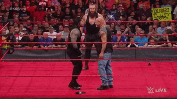 Braun Strowman Double Spear Roman Reigns Goldberg 