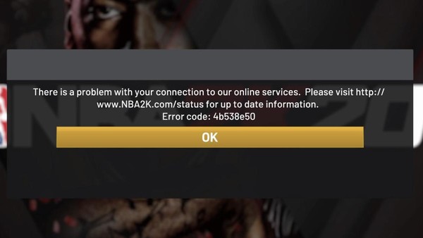 NBA 2K20 Error message
