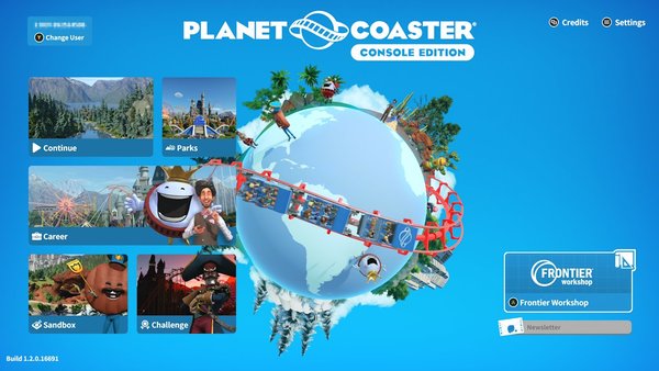 Planet Coaster Console Edition Menu