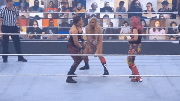 Rhea Ripley Charlotte Flair Asuka Drew McIntyre Glasgow Kiss