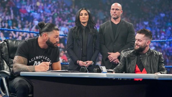 Roman Reigns Finn Balor Adam Pearce Sonya Deville