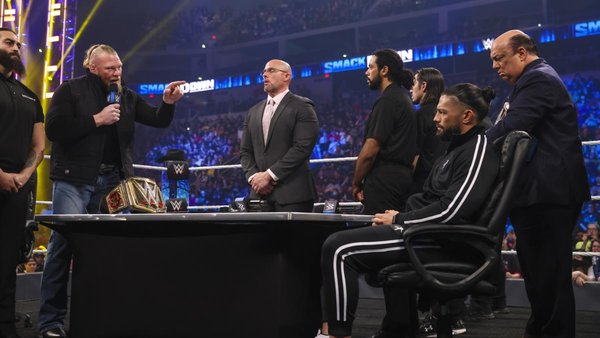Brock Lesnar Roman Reigns Adam Pearce Paul Heyman