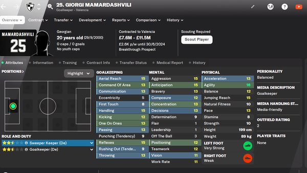 Football Manager 2022 Giorgi Mamardashvili