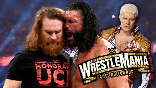 Roman Reigns Sami Zayn Cody Rhodes wrestlemania