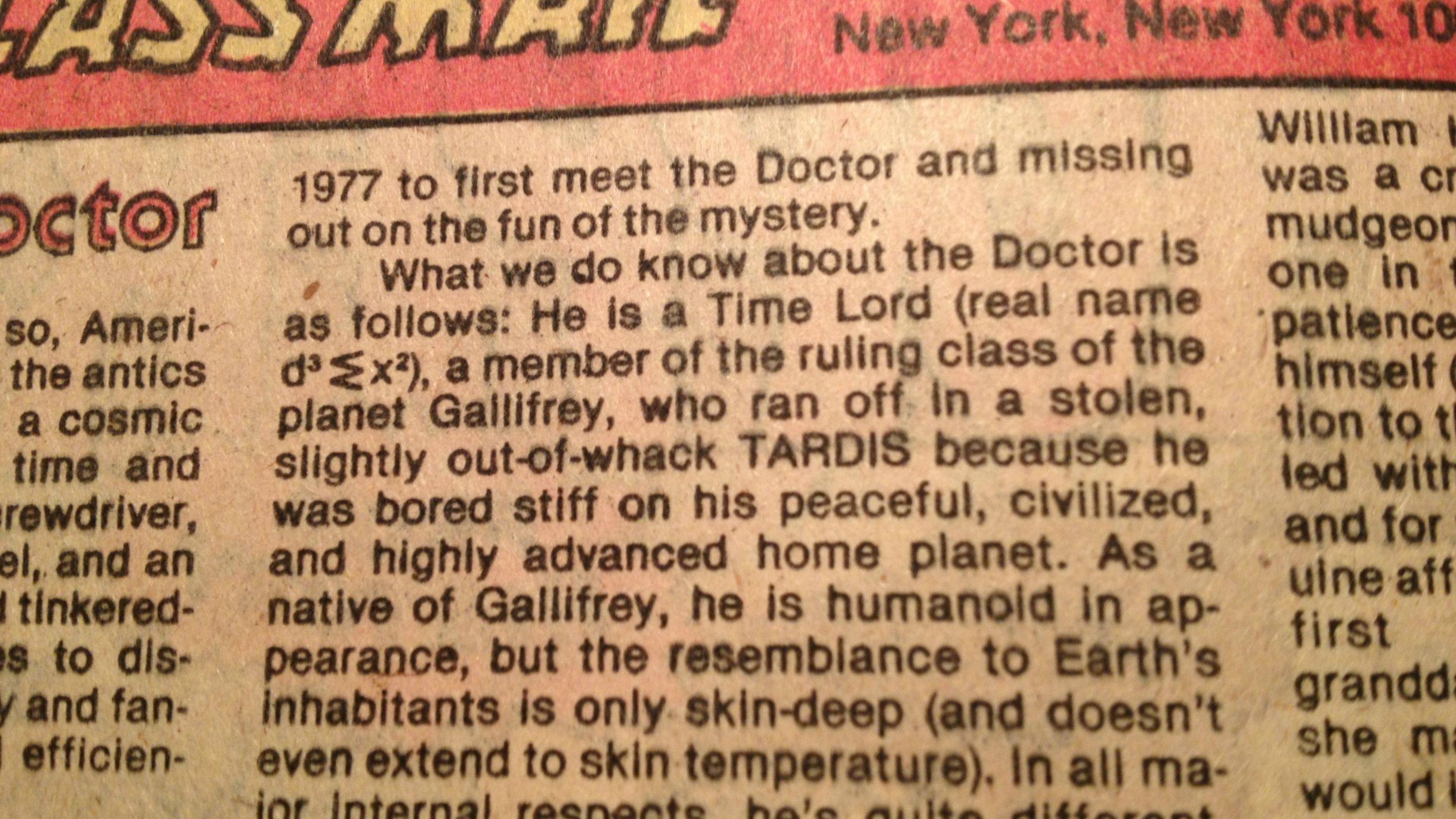 Marvel Premiere #57 the Doctor's name Doctor Who