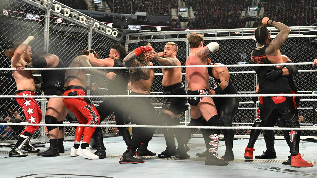 WWE Survivor Series WarGames 2024 Sami Zayn Bronson Reed Jey Uso Tama Tonga Roman Reigns Solo Sikoa CM Punk Jacob Fatu Jimmy Uso Tonga Loa