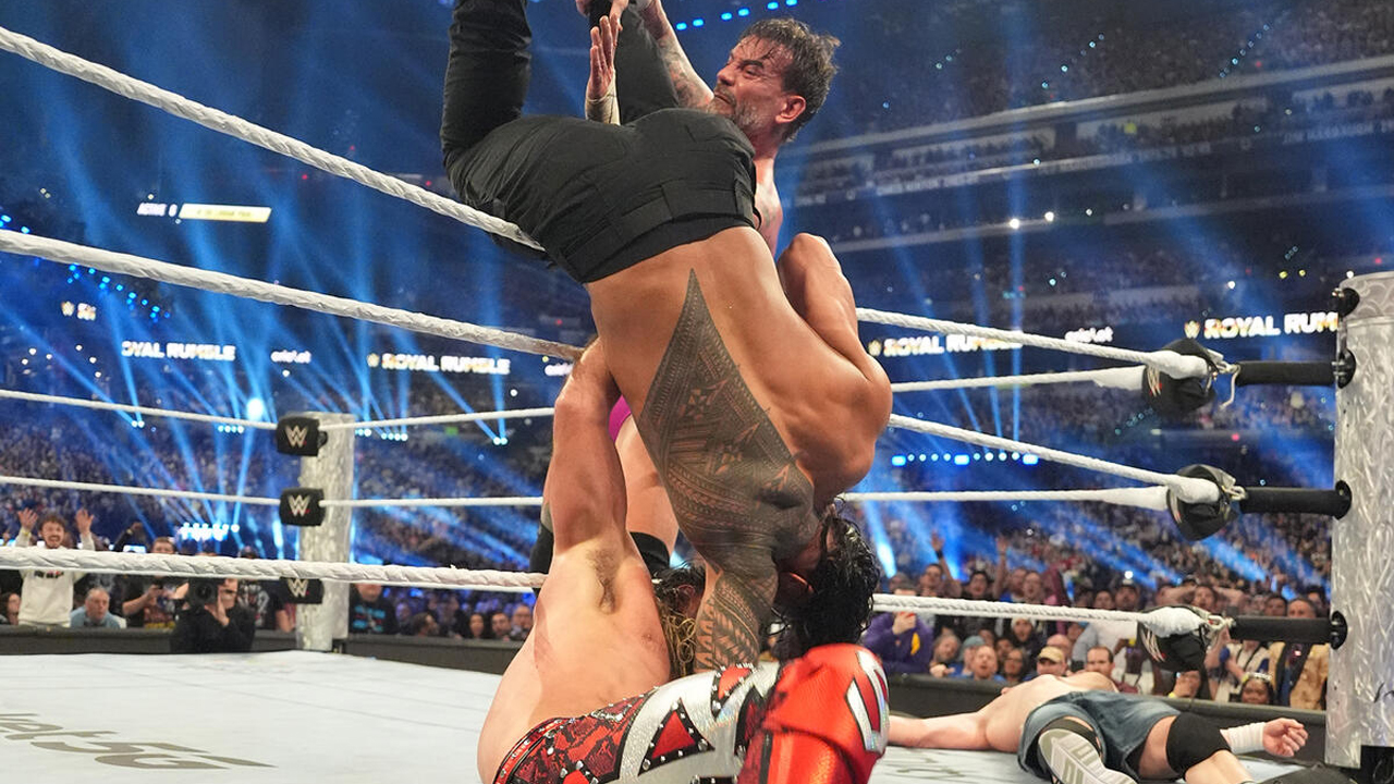 WWE Royal Rumble 2025 CM Punk Roman Reigns Seth Rollins
