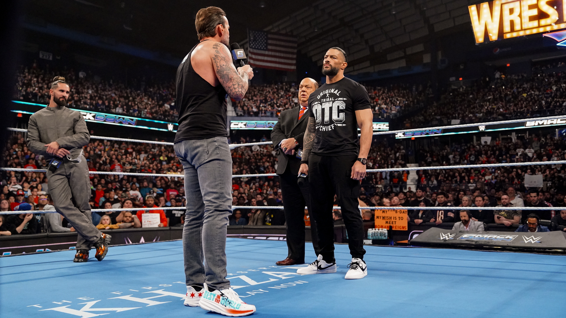 CM Punk Roman Reigns Seth Rollins Paul Heyman