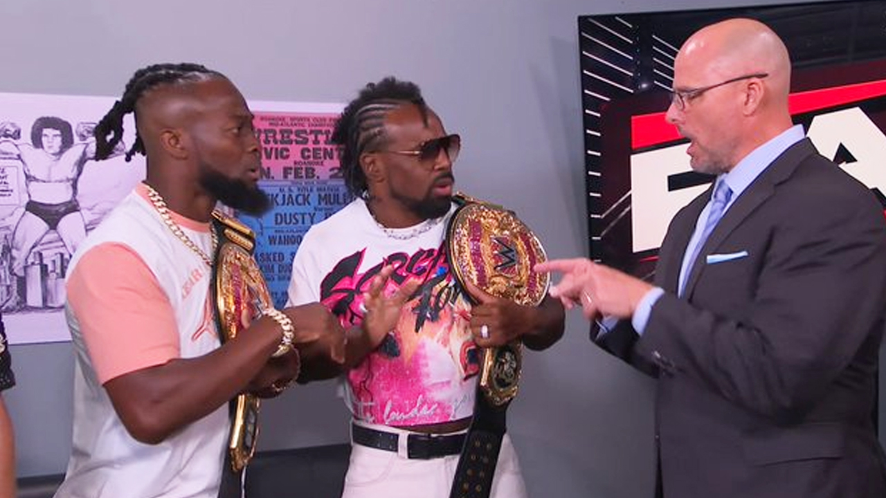 WWE Raw The New Day Kofi Kingston Xavier Woods Adam Pearce