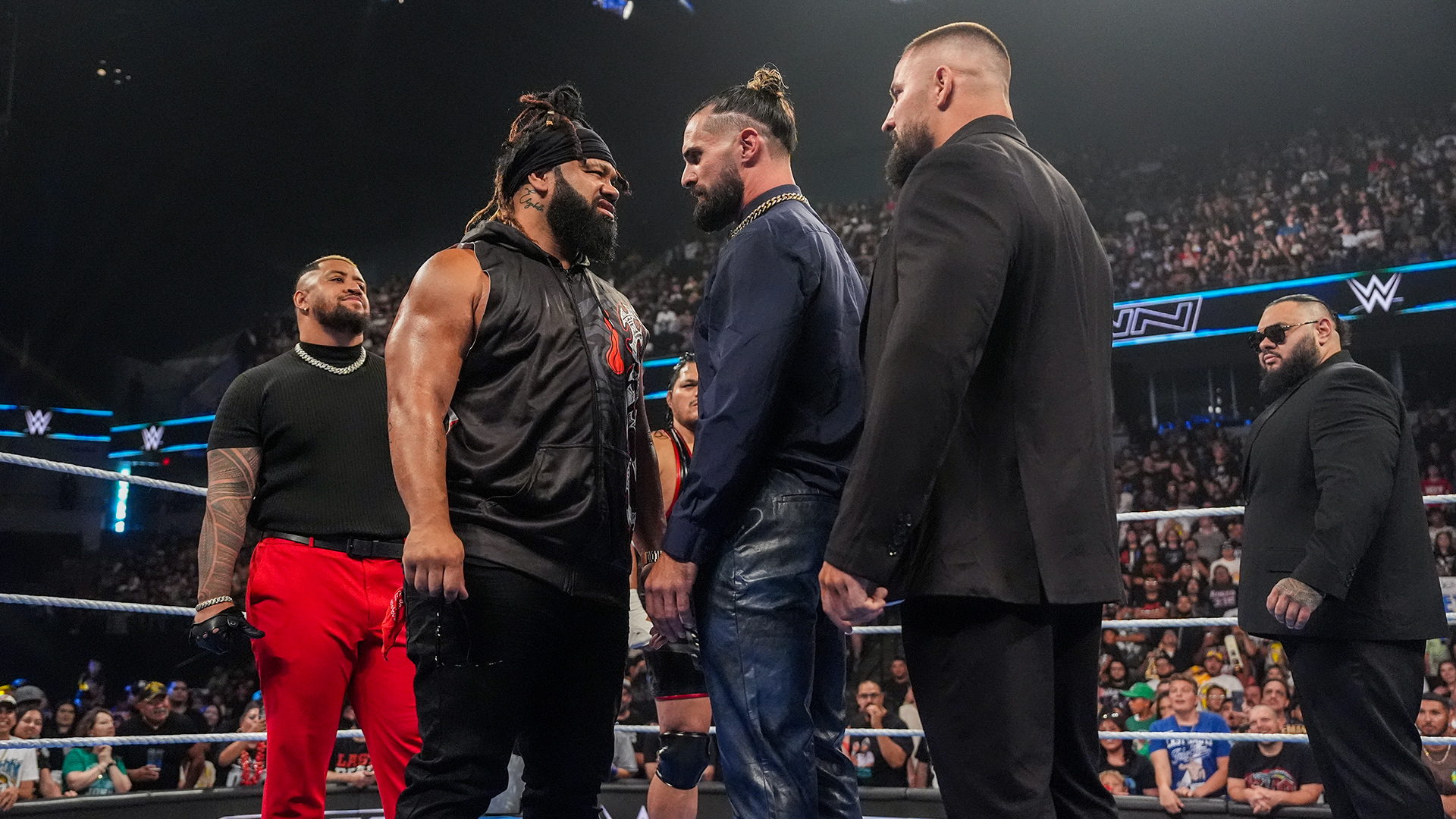 Seth Rollins Bron Breakker Bronson Reed Solo Sikoa JC Mateo Jacob Fatu