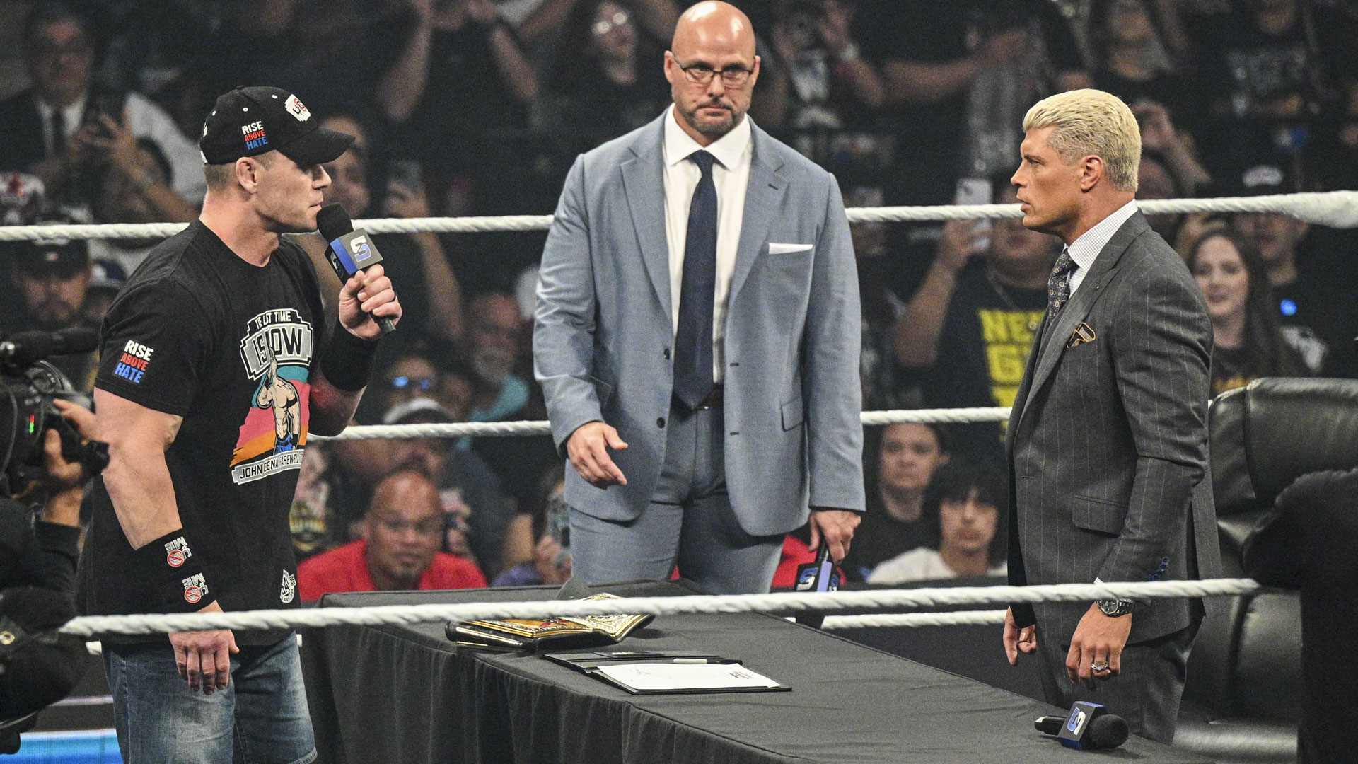 John Cena Cody Rhodes Adam Pearce WWE Contract Signing
