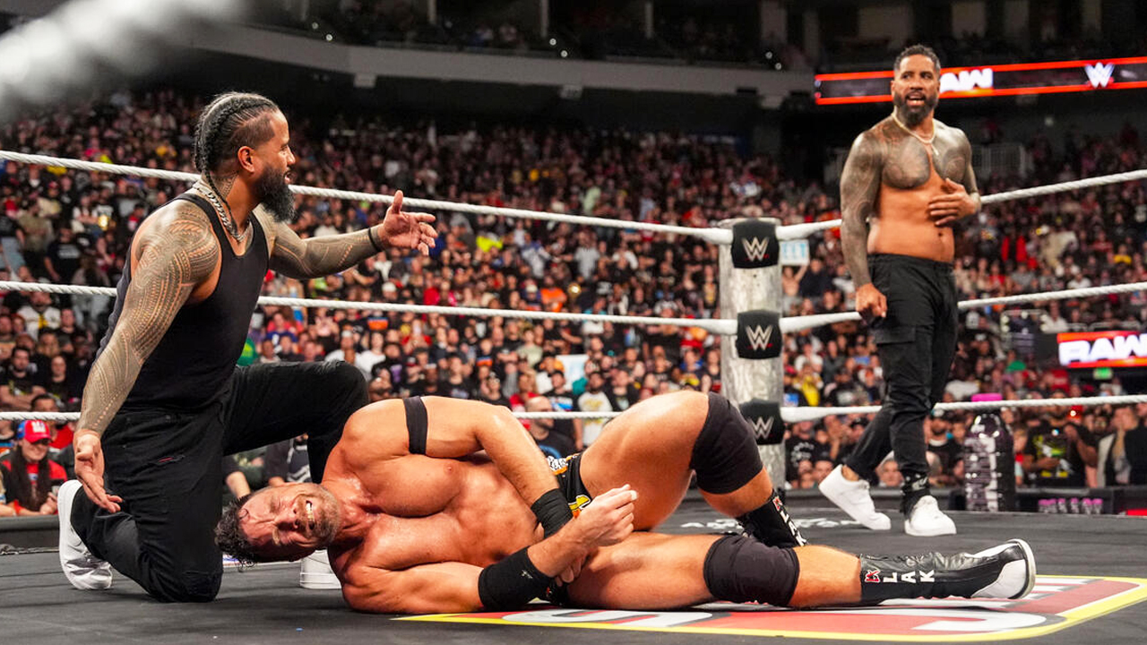 WWE Raw Jimmy Uso LA Knight Jey Uso